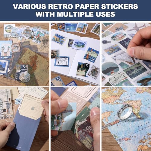 Auguro World Travel Scrapbook Kit A6 Grid Notebook Stationery Junk Journal Kit Scrapbooking Supplies Kit Craft DIY Gift for Adult Teen Girl