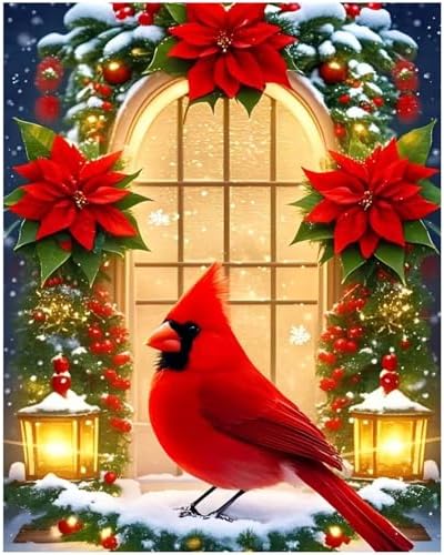 CRZMODE Christmas Paint by Numbers Kit for Adults, Cardinal Paint by Numbers for Adults, Acrylic Painting Crafts for Home Decor Gift (16x20inch)
