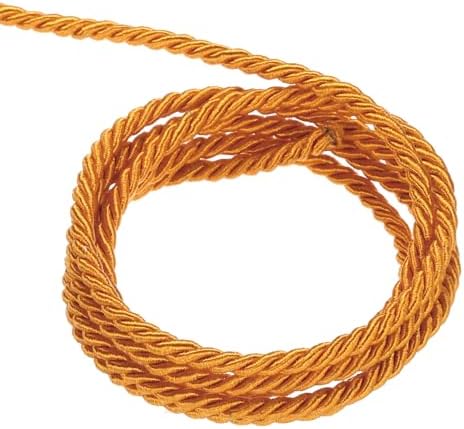 MECCANIXITY Twisted Cord Trim, 22 Yard 3mm 3-Ply Twine Braided Rope Shiny Thread String for Craft Gift Bag Curtain Christmas Decor, Orange - 20m