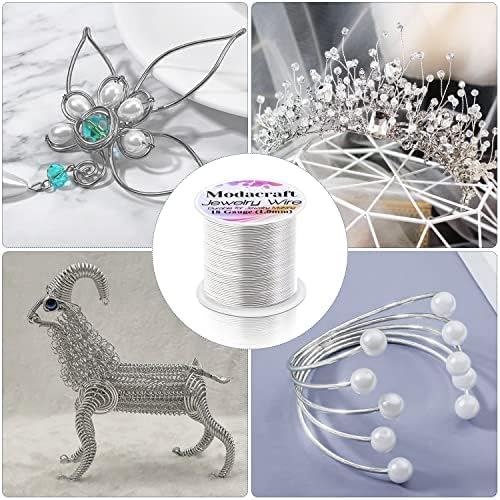 Modacraft 18 Gauge Silver Jewelry Wire & 4-in-1 Pliers Kit - 65FT Anti-Tarnish Craft Wire (1mm) for Wire Wrapping, DIY Jewelry, Christmas Ornaments & Holiday Decor