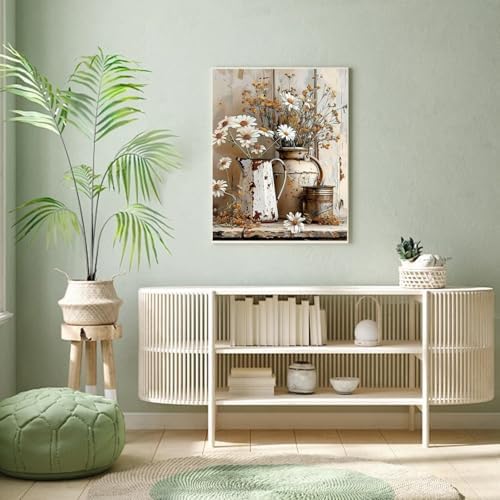 Rustic Flowers Daisy Diamond Art Kits for Adults Diamond Painting Kits