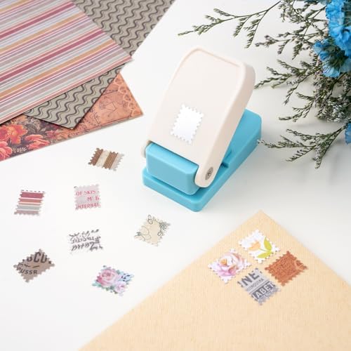 Mini Stamp Punch, 0.6 X 0.5 Inch StampShaped Paper Punch, Mini Stamp Cutter, Lever Craft Stamps Hole Punches, Postage Stamps Puncher, Paper Punches for Crafting Card Making DIY Scrapbooking Journaling