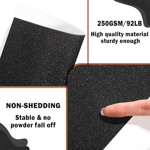 25 Sheets Black Glitter Cardstock 92lb Thick Sparkle Paper 8.5 x 11in
