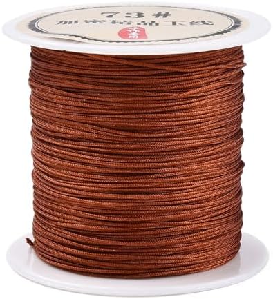 Nylon String for Bracelets, 0.6mm Nylon Cord Nylon Beading Thread 43 Yards Friendship Bracelet String Chinese Knotting Cord for Kumihimo Necklaces Tassels Jewelry Crafts (Chocolate)