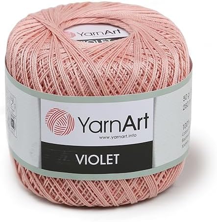 Yarn Art 1 Skein YarnArt Violet,100 Mercerized Cotton Yarn Threads Crochet Lace Hand Knitting Yarn Embroidery Arts Crafts (Light Pink 4105)