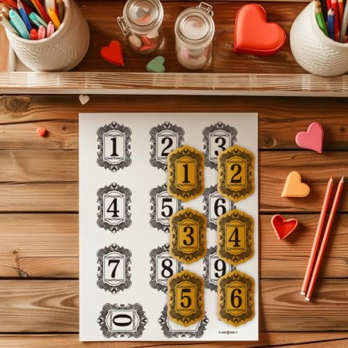 PH PandaHall Number Clear Stamps, Retro Frame Rubber Stamps Letter Transparent Seal Stamp Number with Vinatge Frame Silicone Stamp for Card Making Photo Album DIY Scrapbooking, 6.3x4.3inch/16x11cm