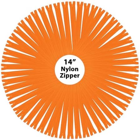 Mandala Crafts 80 PCs Orange Closed-End 14 Inches Nylon Zippers for Sewing