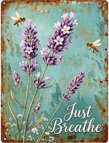 Lavender 5D Diamond Art Kits for Adults, Just Breathe Round Full Drill Flower Diamond Painting for Beginners, DIY Gem Art for Home Wall Decor, Stress Relief Crafts, Include Tools, 12x16 Inch