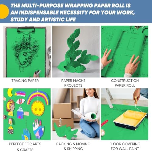 Parrot Green Wrapping Paper 15"x900",Kraft Art Craft Decorative Paper Roll