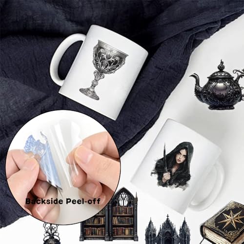 50pcs PET Vinyl Stickers Scrapbook, Self-Adhesive Waterproof Vinyl Sticker for Laptops, Aesthetic Decor Journal Stickers Planner Accessories for Luggage, Water Bottles.Black Magic