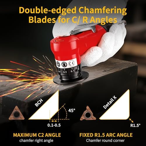 Pneumatic Chamfer Tool, 30000 RPM Air Chamfer Tool with 8C & 6R Blades
