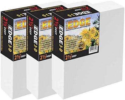 Creative Mark The Edge Deluxe Cotton 2-1/2 in. Deep Stretched Canvas for Painting, 12x12 9-Pack, 14oz. Primed Weight, Universal Archival Priming, Medium Tooth, Frameless Artwork Canvas for Painters
