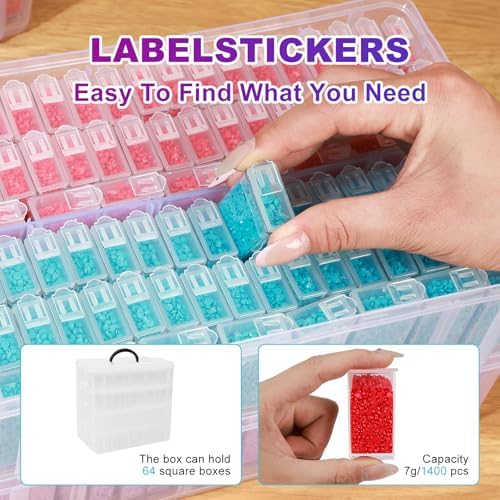 VTG Diamond Painting Storage Containers with 320 Grids Diamond Art Storage Bead Organizer Painting Accessories DIY Jewelry Craft