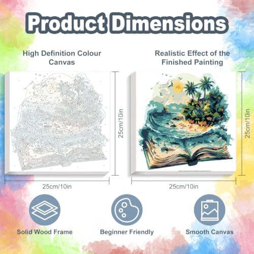 Kalonyth Book Framed Paint by Numbers Kit for Adults Beginner 10x10 inch