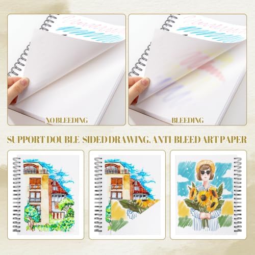 200gsm Hardcover Marker Paper Pad, 30 Sheets, 7.6×10In, Spiral Binding
