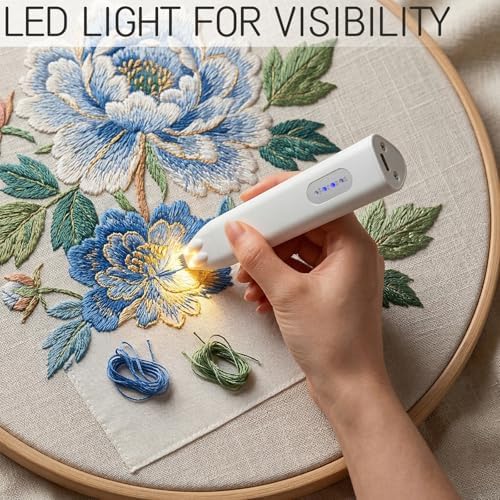 Electric Stitch Remover Tool for Embroidery and Sewing | Rechargeable Seam Ripper with Light | for Professionals, Beginners, and Crafting Enthusiasts (Black)