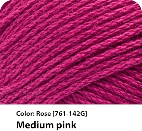 Lion Brand Yarn, 24/7 Cotton Mercerized Lightweight Yarn for Knitting, Crochet, and Crafts, Rose, 3 Pack, 185 Yards of Natural Fiber for Breathable Tops, Durable Bags, and Easy-Care Dish Cloths