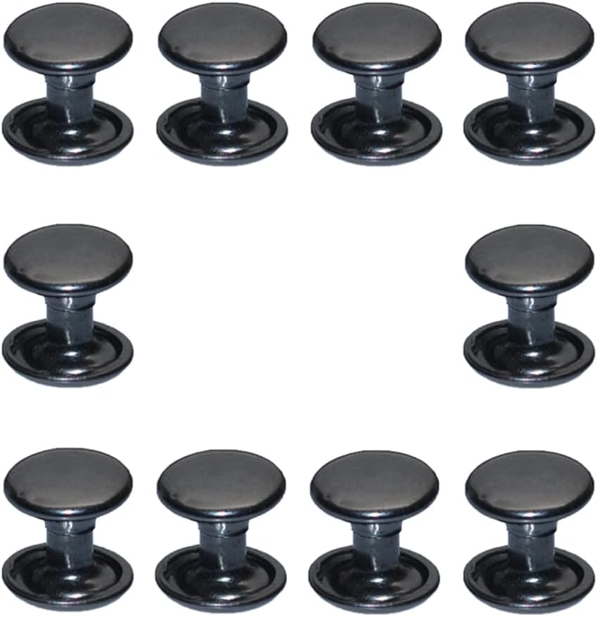 160sets Stainless Steel Leather Rivets Double Cap Rivet Tubular Metal Studs Repairs Decoration Craft Accessories for Leather Craft Clothes Shoes Bags Belts (10mm Gunmetal Black)