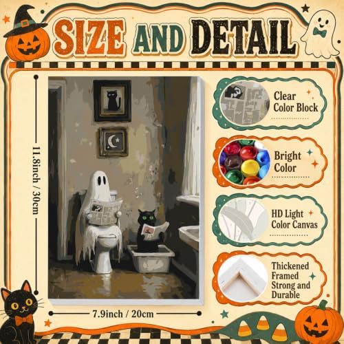 Halloween Paint by Numbers Kit for Adults Framed with Easel, 8x12 in