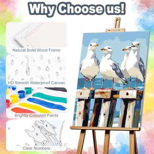 Kalonyth Seagull Framed Paint by Numbers Kit for Adults Beginner 8x12 inch