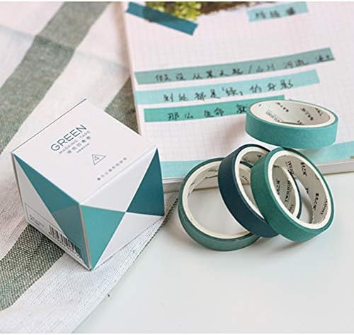 YUBBAEX Natural Color Washi Tape Set 4 Rolls Morandi Decorative Tape for DIY Crafts, Journals, Planners, Scrapbooking, Wrapping (1-Green)