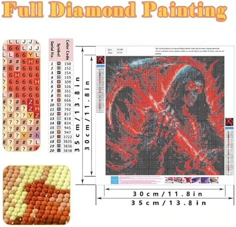 KYOQFVN Hallowen Skull Diamond Painting Kit, 5D Horror Diamond Art Kits for Adults, DIY Skull Full Drill Round Gem Art and Crafts for Home Wall Decor 13.78x13.78inch