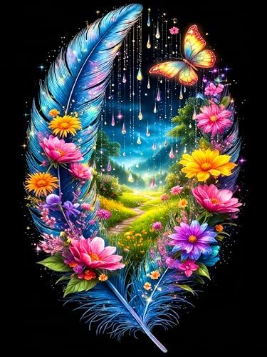 Diamond Art Kits for Adults & Beginners, Feather Diamond Painting Kit