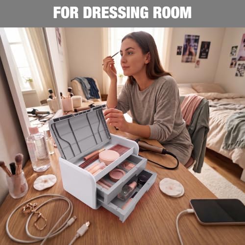 WORKPRO Small Storage Box with 2 Drawers and Flip-Top Lid