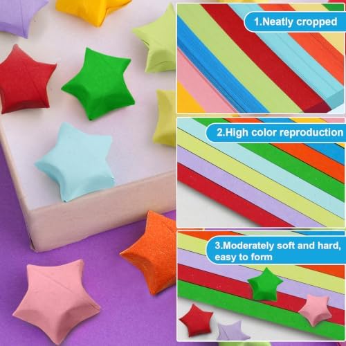 FoDau770 Solid Color Star Paper Strips - 1080 Sheet, 10 Colors Type B