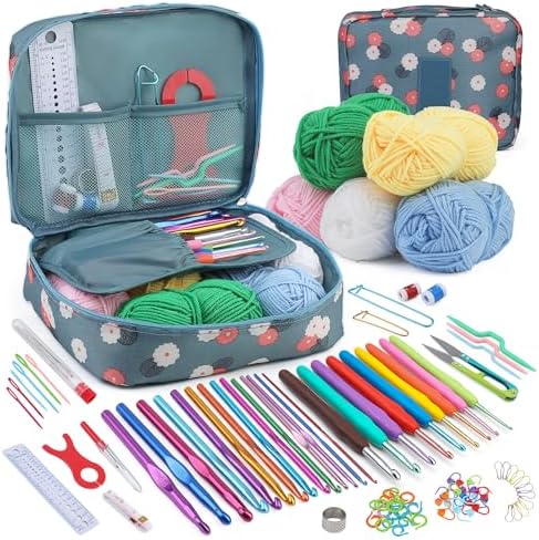 Pnytty 107Pcs Crochet Kit for Beginners Adults, Crochet Starter Kits