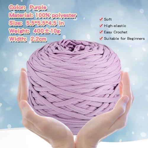 400g T-Shirt Yarn, 130 Yards Elastic Fabric Crochet DIY Purple