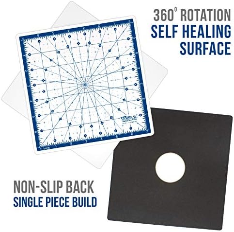 U.S. Art Supply 8"x8" Self-Healing Cutting Mat 7-Ply - Rotary White/Blue