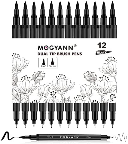 Black Markers for Coloring, Drawing Pens 12 Pack
