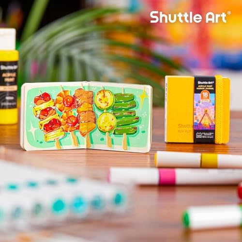 Shuttle Art Small Sketchbook for Acrylic Paint Marker - 2 Pack (36 Sheets Total) 2.36x2.36 Watercolor Journal with 140LB (300 GSM) Paper, Acrylic Paint Marker Journal for FlipFunAlong