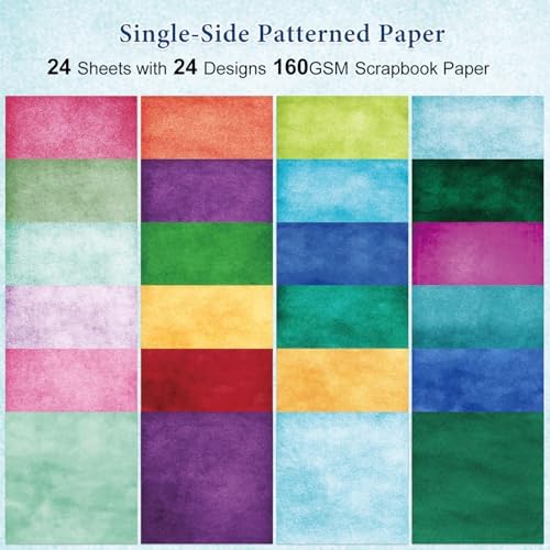 Colored Theme Scrapbooking Paper Supplies for DIY Album Colorful Scrapbook, Hand Account, Greeting Card Making Background Decorative Craft Paper 6"x 6"