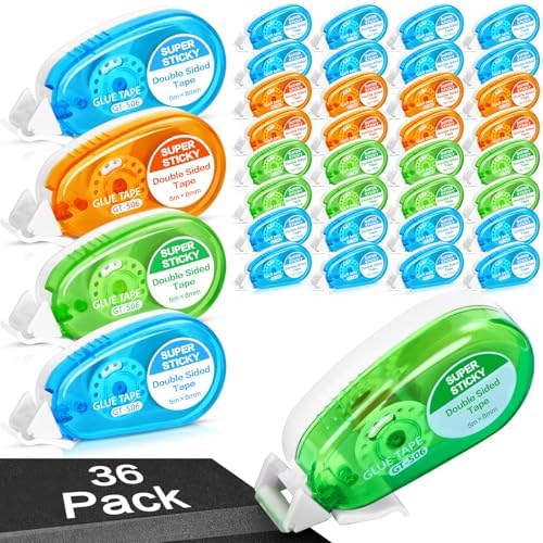 Yexiya 36 Pcs Double Sided Tape Roller Back to School Supplies Permanent