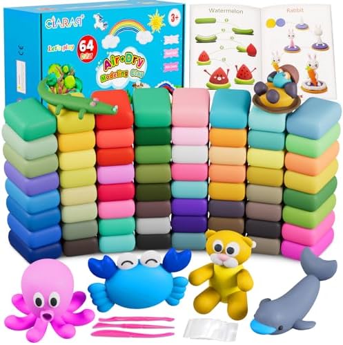 Air Dry Clay Kit for Kids – 64 Colors 15g Each, Non-Toxic Modeling Clay Set