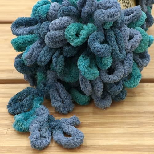 JubileeYarn Fun Finger Loops Yarn - 100g/Skein Jumbo Polyester - Poseidon - 3 Skeins