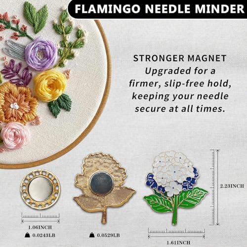 Magnetic Needle Minder Magnet Embroidery Accessories and Supplies Embroidery Needle Holder Cross Stitch Holder Needlework Supplies (White Hydrangea)
