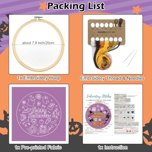 Louise Maelys Halloween Pumpkin & Ghost Embroidery Kit for Beginners