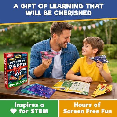 Doctor Jupiter Paper Airplane Book Kit for Kids Ages 4+, Craft Toy