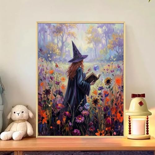 CRZMODE Halloween Paint by Numbers Kit for Adults, Witch, 16x20 inch