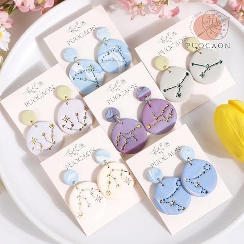 Puocaon Zodiac Polymer Clay Cutters - 13 Pcs Zodiac Star Signs Cutters for Polymer Clay Jewelry Constellations Earrings Making Kit for Polymeric Jewelry Design