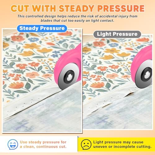 DIYSELF Rotary Cutter, Sharp Rotary Cutters for Fabric, 45 mm Quilting Cutter with Safety Lock, Fabric Cutter, Craft Supplies Sewing Tools, Mat Cutter Blades Rotary Tool for Quilting Projects (Pink)