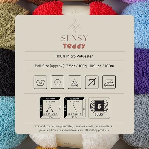 S Sensy Teddy - Micro Polyester Amigurumi #5 Bulky Yarn Mint 109 Yards 4 oz