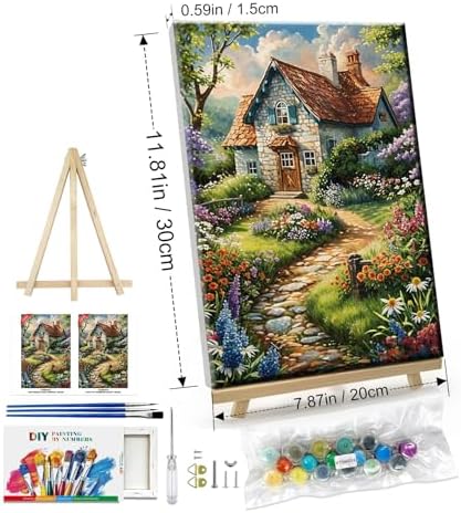 ATDMS House Flowers Paint by Numbers Kits for Adult with Frame, 8x12 Inch