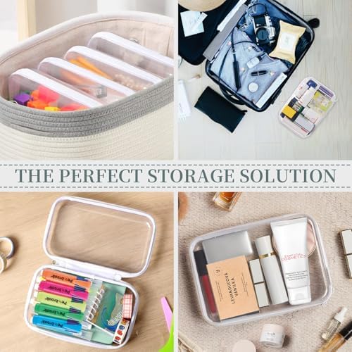 YOPCDJ 3 Pack Clear Hard Shell Zipper Case, Clear Zipper Pouches Waterproof Makeup Organizer & Travel Toiletry Bag, Plastic Pouch for Office, Home Storage, Medium Size