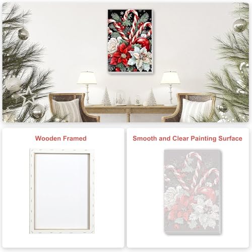 SENQAO Christmas Paint by Numbers for Adults Framed, Candy Flower Adults' Paint-by-Number Kits, Adult Paint by Number Kits on Canvas, Acrylic Number Painting for Home Decor, 8x12inch