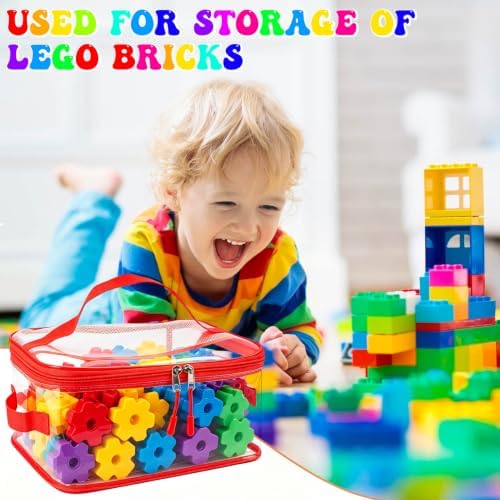 8 Packs Toy Storage Bags, Reusable Clear PVC Board Game Storage, Toy Storage Organizer Bags with Zipper for Building Blocks, Puzzle and Handmade Accessories, Clear Toiletry Bag