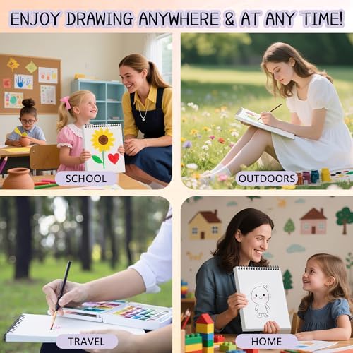 WINNER 9" x 12" Sketch Book 4 Pack, 400 Sheets Spiral Bound Art Sketchbook, 68lb/100gsm White Acid Free Drawing Pad, Sketching Drawing Writing Sketch Pad for Kids, Adults, Art Supplies for School